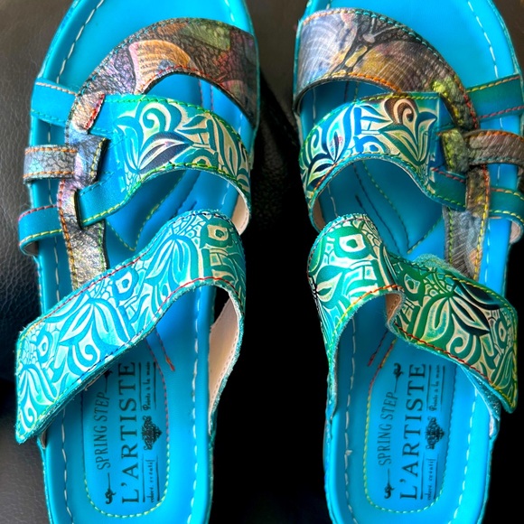 Turquoise “Work of Art” Sandals size 38 - Picture 1 of 8